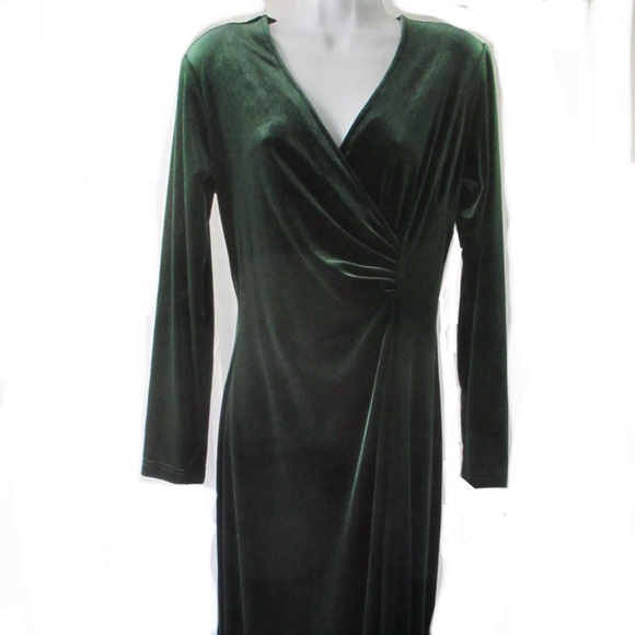 Vintage Robbie Bee Velvet Maxi Dress Sz 10 Whimsigoth Deep Green Long Sleeves - Picture 4 of 6